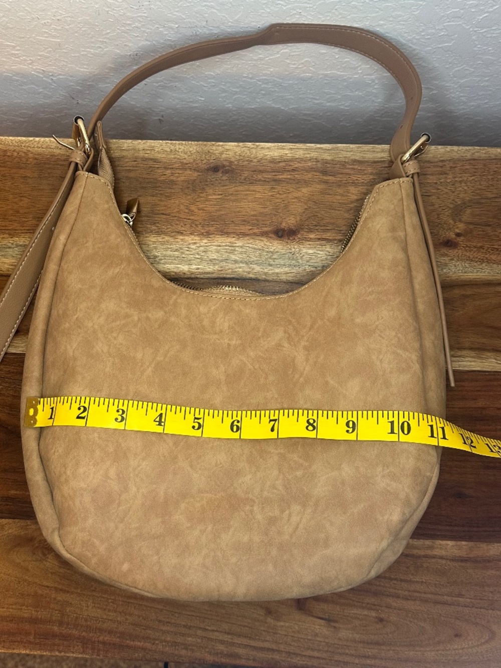 4th & Reckless, Camel Brown Faux Suede Crescent Shoulder Bag - Picture 8 of 10